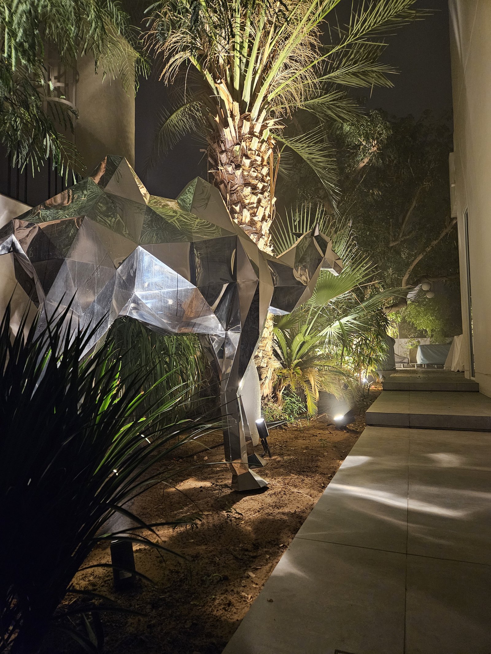 Open interior with calibrated lighting